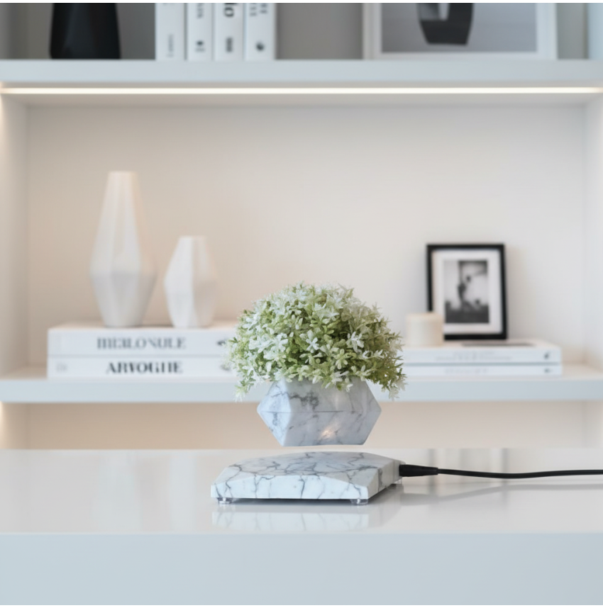 Pot de fleur lévitation effet marbre