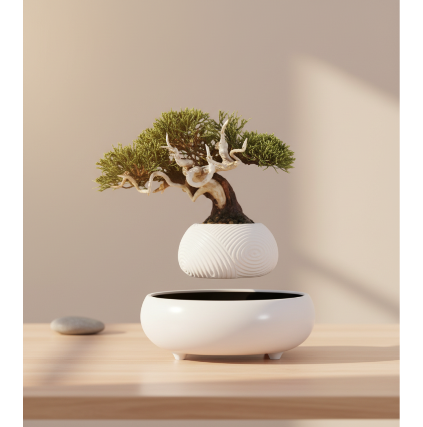 Pot Lévitant Mini Bonsaï Zen | Arbre Artificiel Design