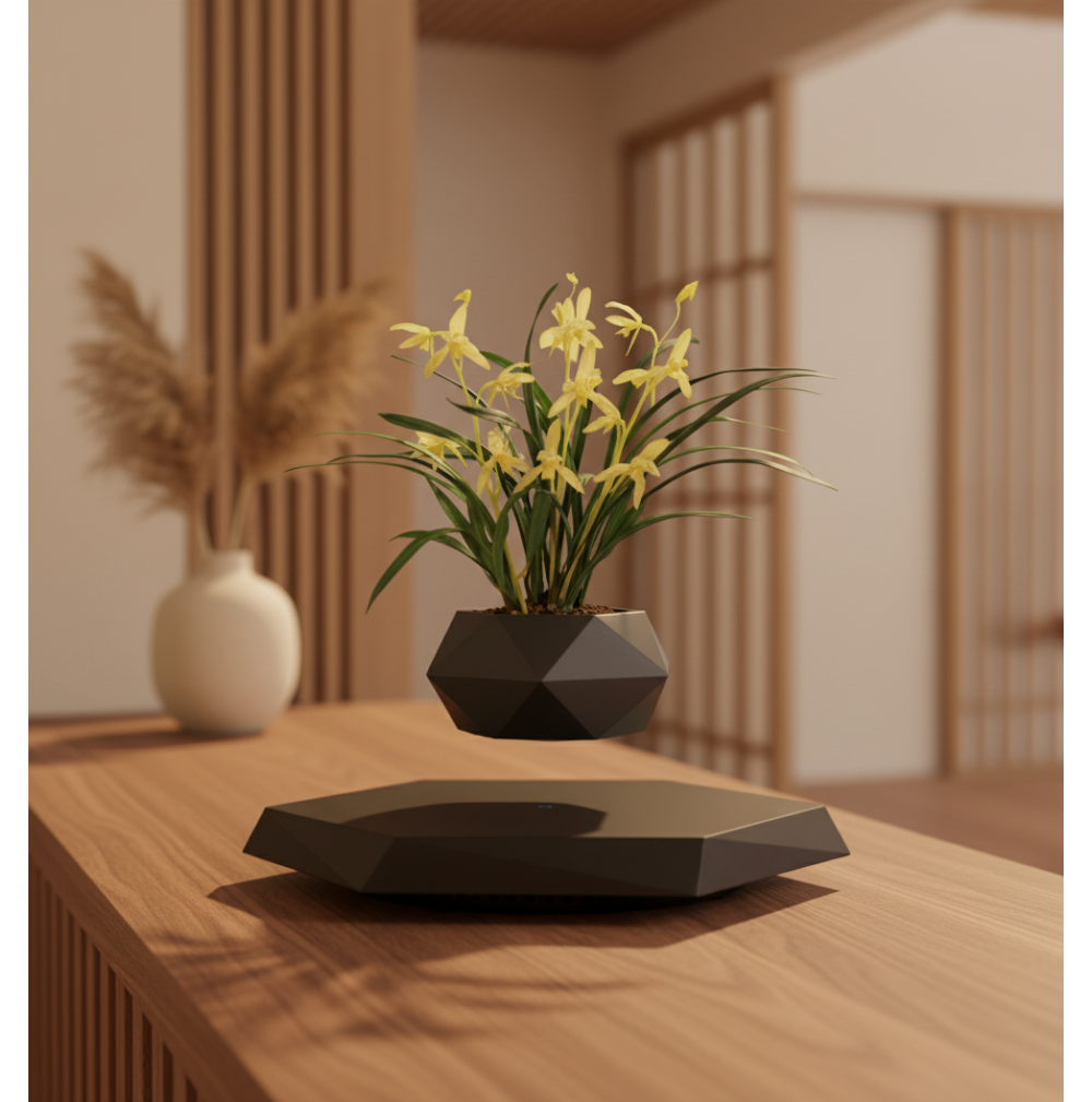 Pot lévitant plante intérieure Calla Jaune